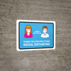 Thank You For Practicing Social Distancing with Icons Blue Landscape - Wall Sign