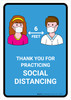 Thank You For Practicing Social Distancing with Icons Blue Portrait - Wall Sign