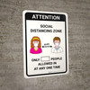 Attention Social Distancing Zone with Icons Portrait - Wall Sign