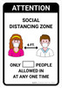 Attention Social Distancing Zone with Icons Portrait - Wall Sign