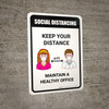 Social Distancing Maintain A Healthy Office with Icons Portrait - Wall Sign Social Distancing Maintain A Healthy Office with Icons Portrait - Wall Sign