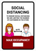 Social Distancing Max Occupancy with Icons Red Portrait - Wall Sign