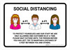 Social Distancing One Customer At A Time with Icons Landscape - Wall Sign Social Distancing One Customer At A Time with Icons Landscape - Wall Sign