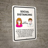 Social Distancing One Customer At A Time with Icons Portrait - Wall Sign Social Distancing One Customer At A Time with Icons Portrait - Wall Sign
