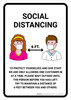 Social Distancing One Customer At A Time with Icons Portrait - Wall Sign Social Distancing One Customer At A Time with Icons Portrait - Wall Sign