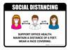 Social Distancing Support Office Health with Icons Landscape - Wall Sign