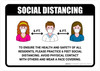 Social Distancing To Ensure Health And Safety Of Residents with Icons Yellow Portrait - Wall Sign