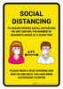 Social Distancing To Ensure Health And Safety Of Residents with Icons Portrait - Wall Sign