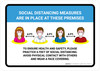 Social Distancing Measures Are In Place At These Premises with Icons Landscape - Wall Sign