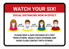 Watch Your Six Social Distancing Now In Effect with Icons Landscape - Wall Sign