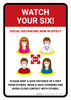 Watch Your Six Social Distancing Now In Effect with Icons Portrait - Wall Sign Watch Your Six Social Distancing Now In Effect with Icons Portrait - Wall Sign