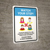 Watch Your Step Social Distancing with Icons Portrait - Wall Sign Watch Your Step Social Distancing with Icons Portrait - Wall Sign