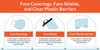 Face Coverings Face Shields And Clear Plastic Barriers with Icons Orange Blue - Banner