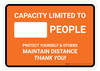 Capacity Limited Maintain Distance Orange Landscape - Floor Sign