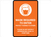 Mask Required To Enter COVID-19 with Icon Orange Portrait - Floor Sign