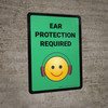 Ear Protection Required with Emoji Green Portrait - Wall Sign
