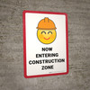 Now Entering Construction Zone with Emoji Portrait - Wall Sign