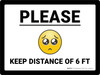 Please Keep Distance of 6 ft with Emoji Landscape - Wall Sign Please Keep Distance of 6 ft with Emoji Landscape - Wall Sign