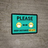 Please Keep Distance of 6 ft with Emojis Blue Landscape - Wall Sign