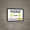 Please Keep Distance of 6 ft with Emojis Landscape - Wall Sign Please Keep Distance of 6 ft with Emojis Landscape - Wall Sign