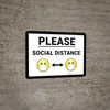 Please Social Distance with Emojis Landscape - Wall Sign
