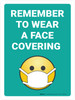 Remember to Use Face Covering with Emoji Blue Portrait - Wall Sign