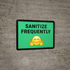 Sanitize Frequently with Emoji Green Landscape - Wall Sign Sanitize Frequently with Emoji Green Landscape - Wall Sign