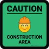 Caution Construction Area with Emoji Red Square - Floor Sign Caution Construction Area with Emoji Red Square - Floor Sign