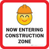 Now Entering Construction Zone with Emoji Square - Floor Sign