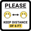Please Keep Distance of 6 ft with Emojis Square - Floor Sign