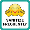 Sanitize Frequently with Emoji Square - Floor Sign