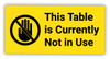 This Table is Currently Not in Use with Symbol - Label This Table is Currently Not in Use with Symbol - Label