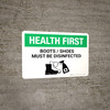Health First: Boots/Shoes Must Be Disinfected with Icon Landscape - Wall Sign