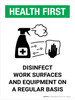 Health First: Disinfect Work Surfaces with Icon Portrait - Wall Sign
