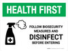 Health First: Follow Biosecurity Measures with Icon Landscape - Wall Sign