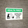 Health First: Please Clean And Disinfect Machine with Icon Landscape - Wall Sign