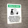 Health First: Regularly Disinfect Surfaces with Icon Portrait - Wall Sign