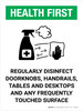 Health First: Regularly Disinfect Surfaces with Icon Portrait - Wall Sign