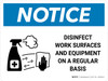 Notice: Disinfect Work Surfaces with Icon Landscape - Wall Sign