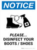 Notice: Please Disinfect Boots/Shoes with Icon Portrait - Wall Sign Notice: Please Disinfect Boots/Shoes with Icon Portrait - Wall Sign