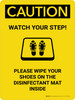 Caution: Watch Your Step Please Wipe Shoes with Icon Portrait - Wall Sign Caution: Watch Your Step Please Wipe Shoes with Icon Portrait - Wall Sign