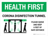 Health First: Corona Disinfection Tunnel with Icon Landscape - Wall Sign Health First: Corona Disinfection Tunnel with Icon Landscape - Wall Sign