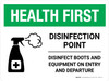 Health First: Disinfection Point with Icon Landscape - Wall Sign