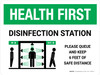 Health First: Disinfection Station with Icon Landscape - Wall Sign