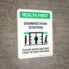 Health First: Disinfection Station with Icon Portrait - Wall Sign Health First: Disinfection Station with Icon Portrait - Wall Sign