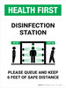 Health First: Disinfection Station with Icon Portrait - Wall Sign Health First: Disinfection Station with Icon Portrait - Wall Sign