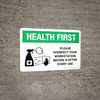 Health First: Please Disinfect Workstation with Icon Landscape - Wall Sign
