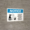 Notice: Clean And Disinfect Frequently with Icon Landscape - Wall Sign