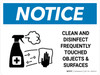 Notice: Clean And Disinfect Frequently with Icon Landscape - Wall Sign