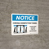 Notice: Corona Disinfection Tunnel with Icon Landscape - Wall Sign